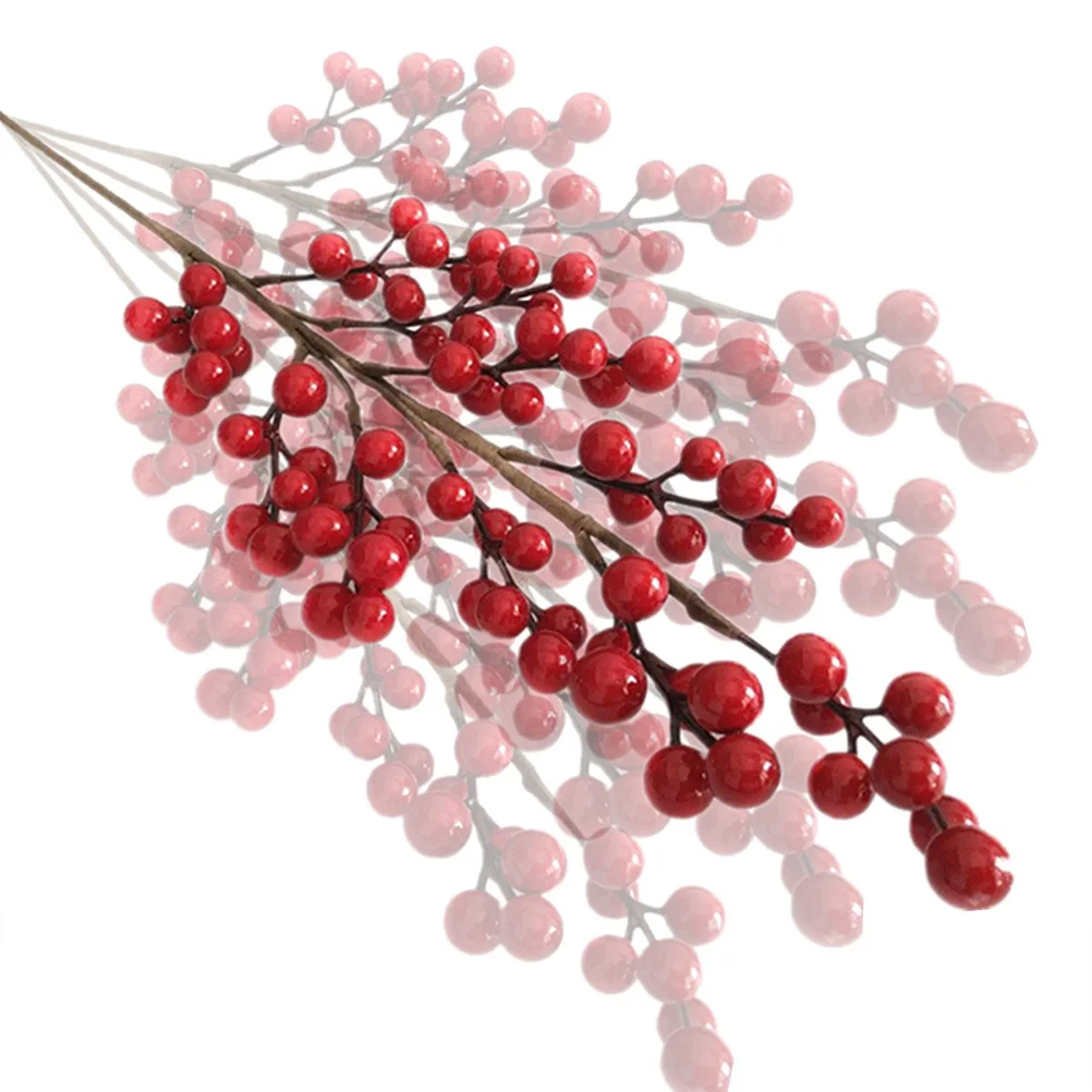 

2Pcs Artificial Red Berries Flexible Branches for Flower Arrangement Basket Vase DIY Christmas Decoration Fake Berries for Vase