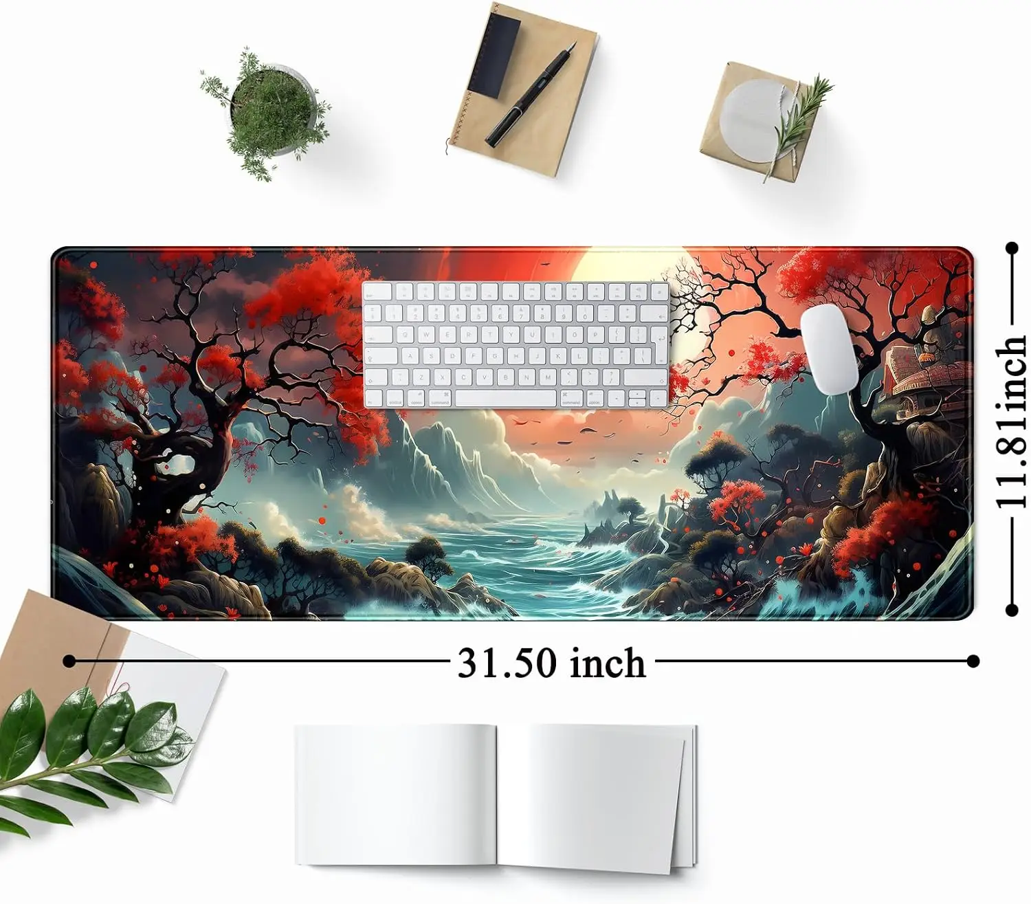 Mouse Pads Large 1Pcs Mouse Pads Cute Japanese Desk Mat Extended Gaming Mousepad Japan Large XL Oceanic Passage Aesthetic