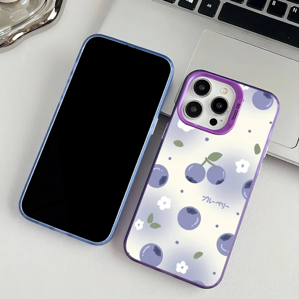 เคสโทรศัพท์ลายผลไม้ สำหรับ Apple 11 12 13 14 15 16Pro Max Plus ป้องกันการกระแทก พร้อมชุบเคลือบ
