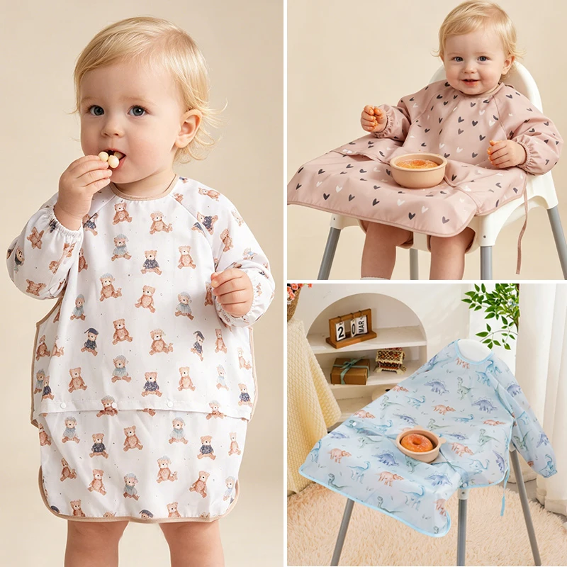 

Detachable Kids Apron for Feeding Waterproof Baby Bibs Burp Cloths Cute Cartoon Infant Feeding Bibs for Girls Boys Baby Care