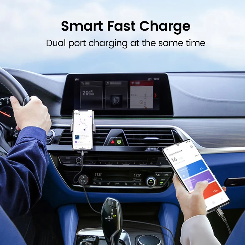 Mini USB Car Charger Quick Charge 3.0 PD 20W Car Lighter Slot Fast Charging Charger For iPhone Huawei Xiaomi Mi Type C Phone