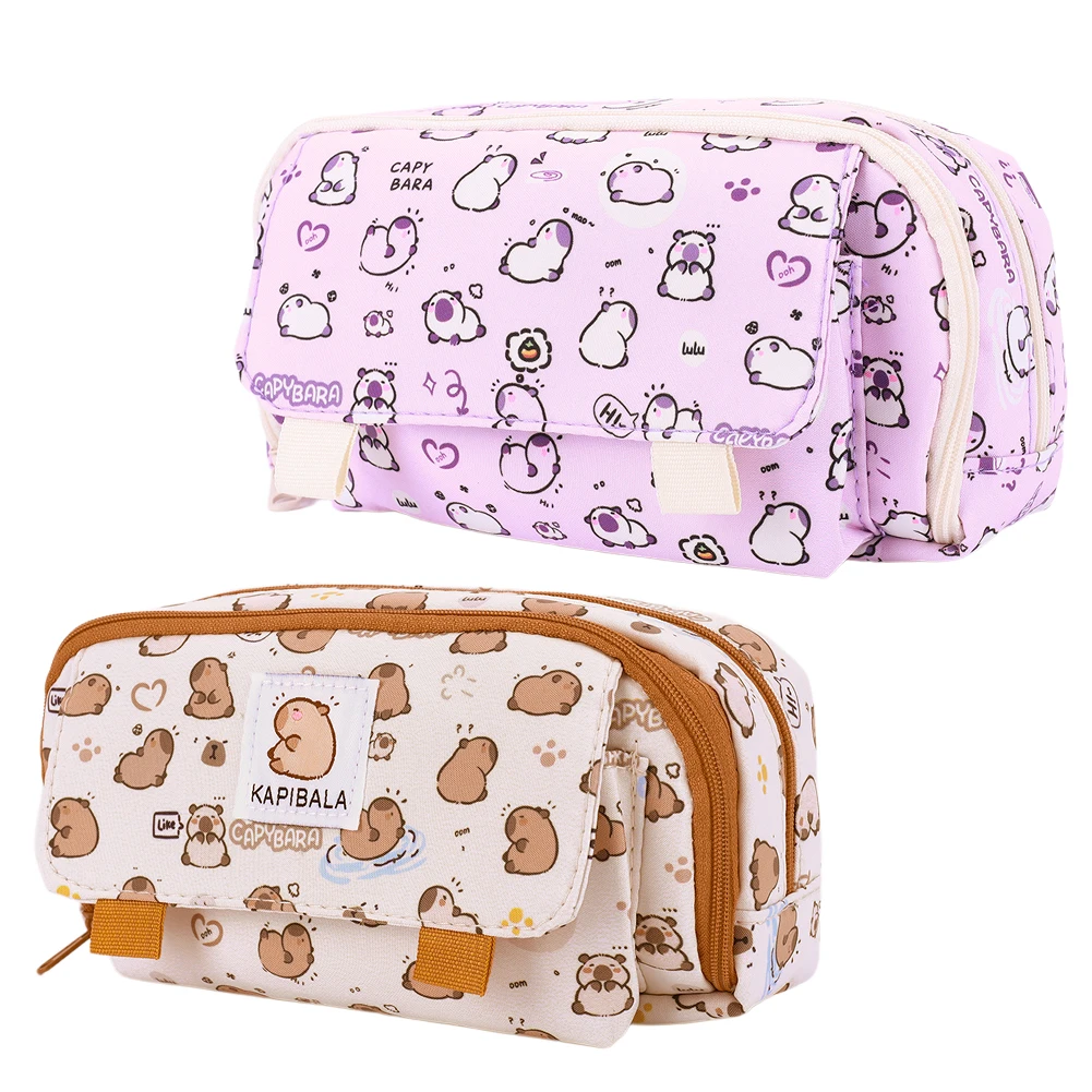Estuche de lápices grande con cremallera, bonita caja de lápices Kawaii para niñas, bolsa de papelería portátil para la escuela, suministros de oficina