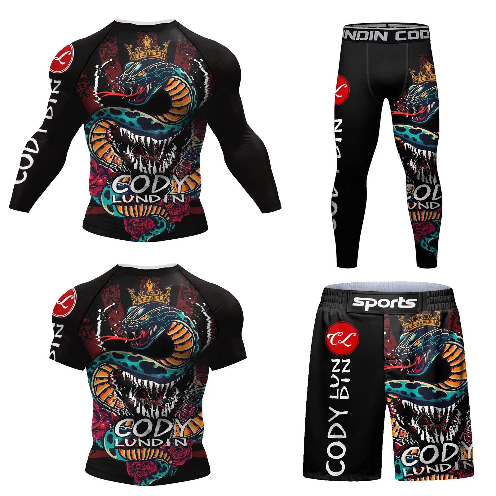 

Men's Compression Sport Suit Boxing Set Rashguard Workout Training Tracksuit MMA BJJ Muay Thai Sportswear Fitness GYM Clothing