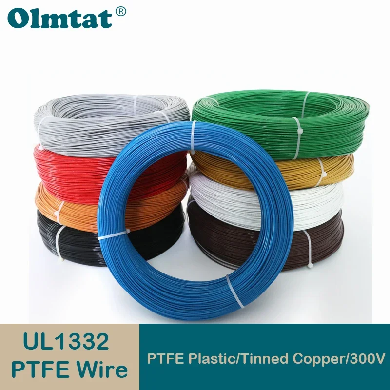 UL1332 PTFE Wire FEP Plastic Insulated High Temperature Electron Cable 28/26/24/22/20/18/16/14/12/10AWG For 3D Printer 2/5/10M