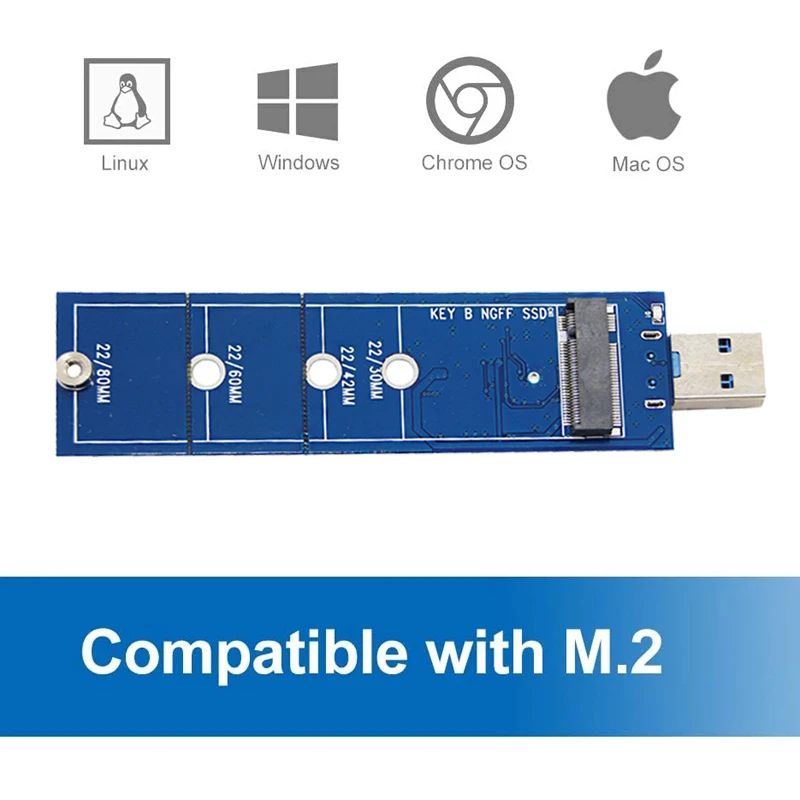 Адаптер SSD M2 на USB, адаптер M.2 на USB, ключ B, M.2 SATA протокол, адаптер SSD NGFF на USB 3,0, карта SSD для 2230, 2242, 2260, 2280 M2