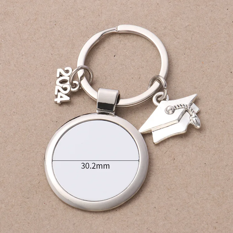 10pcs Keychain Sublimation DIY White Blank Metal Graduation Mortarboard Pendant