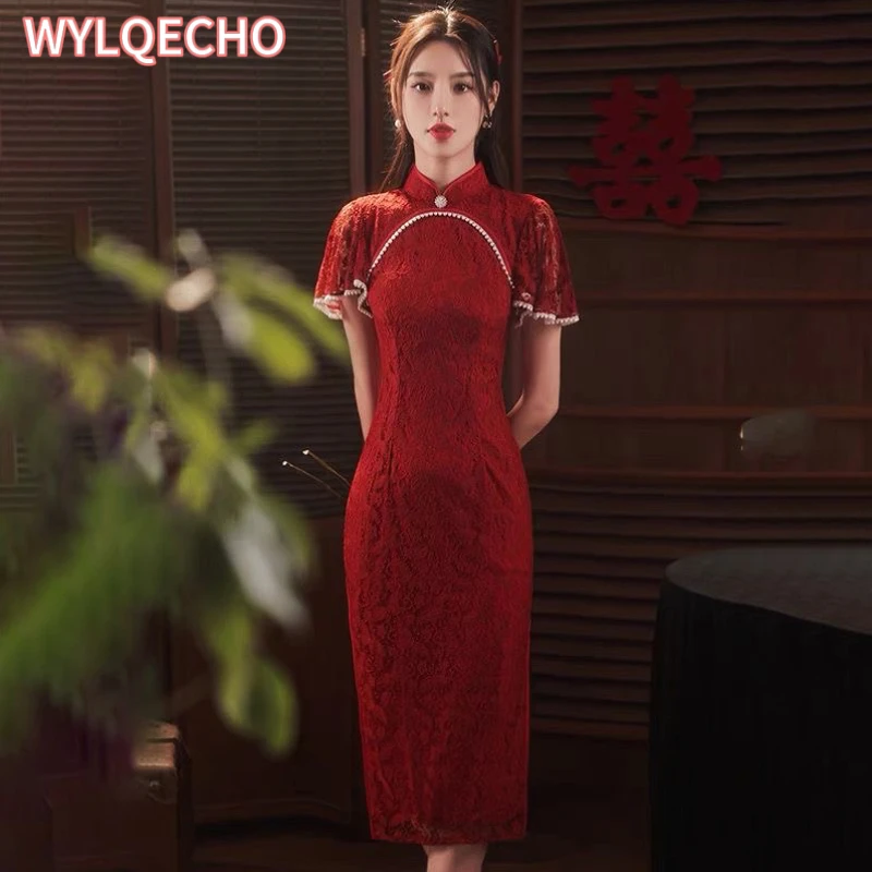 Retro Style short sleeves Modern Qipao Dress Women Clothes New Year Chinese Traditional Cheongsam