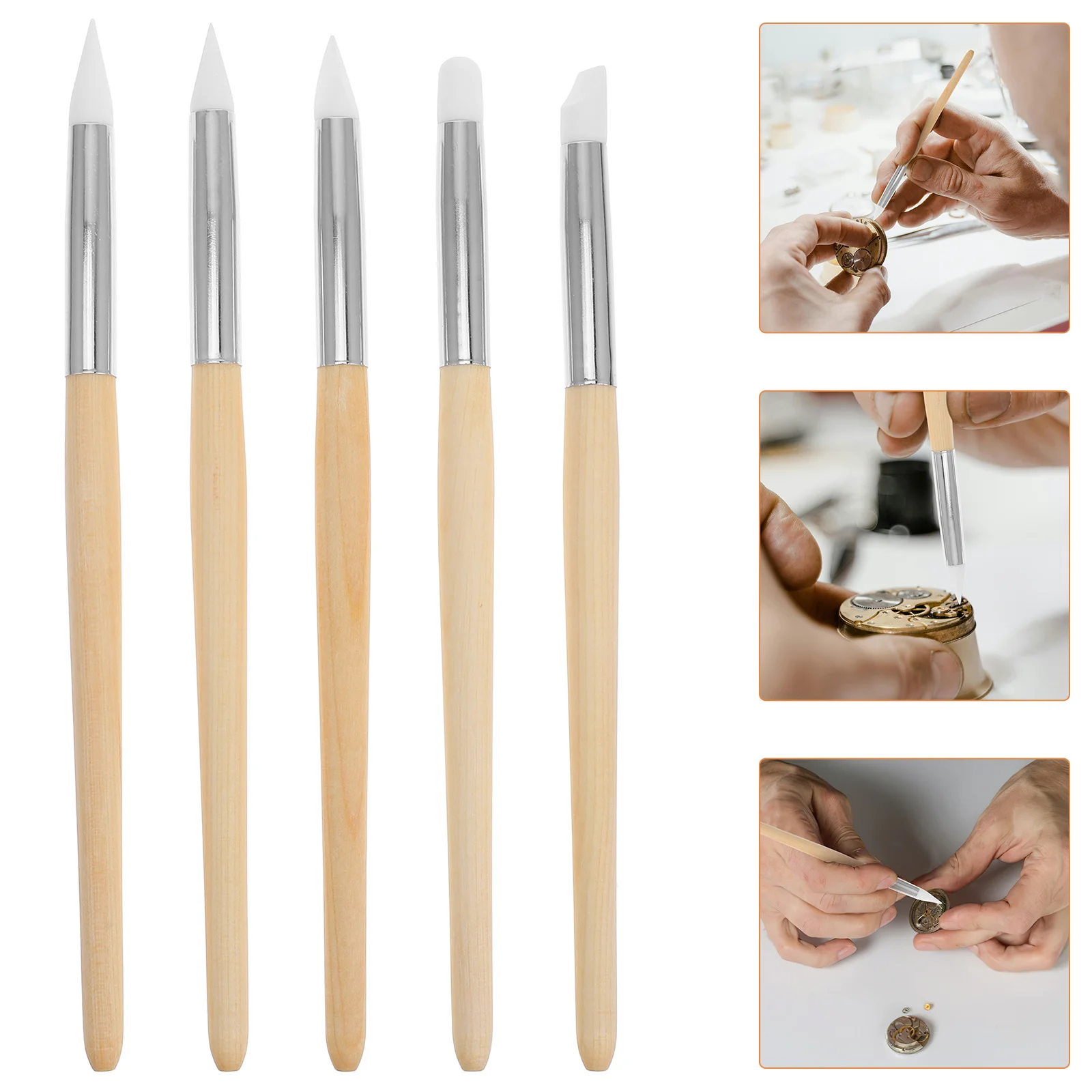 

5Pcs Watchmaker Dial Cleaner Pen Plastic Scratch Brush Tool for Watch Movement Scratch Removal and Precise Glass Cleaning