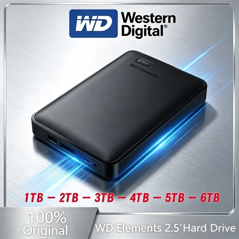 WD Western Digital Mobile Hard Disk Large-capacity Portable 1TB 2TB 4TB 5TB 6TB 2.5" External Mechanical HDD USB3.0 Hard Drive