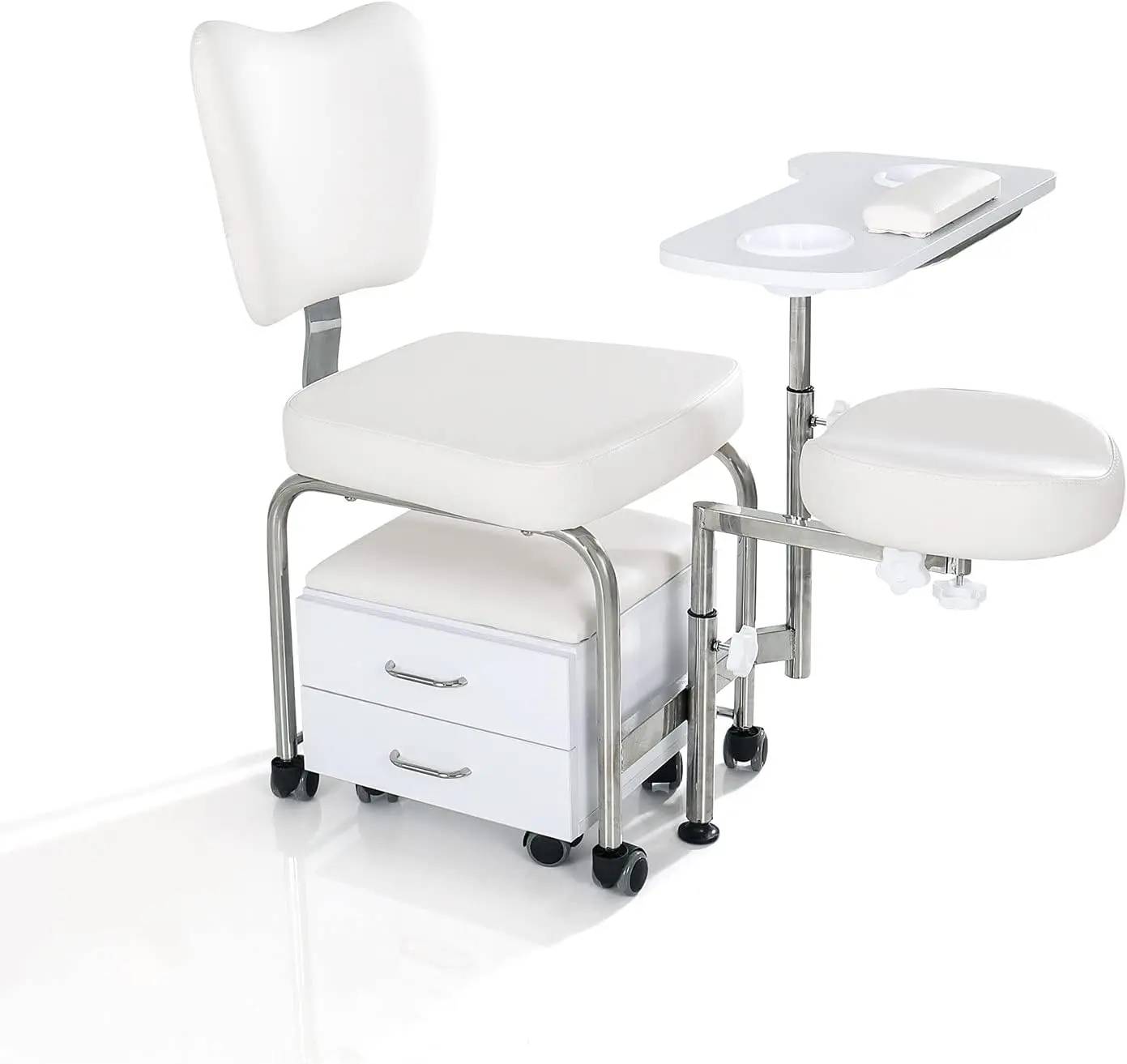 Tatartist Manicure Pedicure Chair Nail Table Professional Salon Trolley Beauty Spa Massage Stool Adjustable Nail Desk