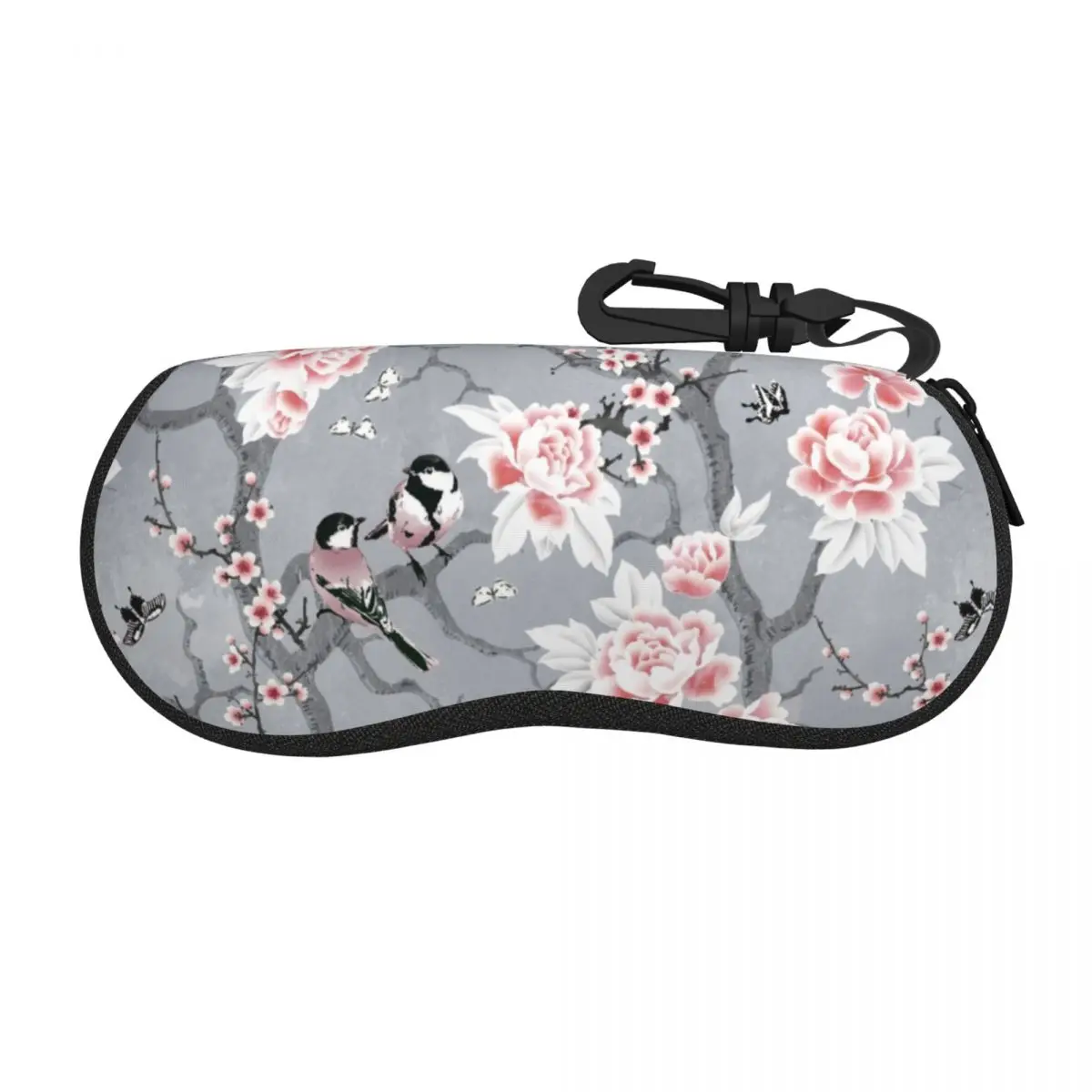 Custom Chinoiserie Birds In Floral Pattern Glasses Case Peony Sakura Flowers Cherry Blossom Shell Eyeglasses Case Sunglasses Box