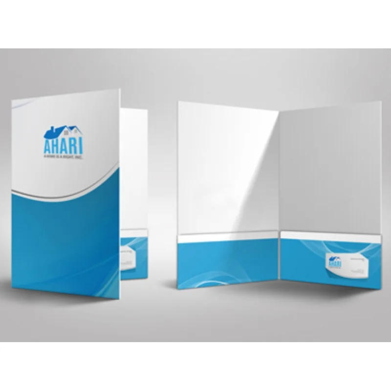 custom Custom Logo A4 File Paper Presentation Folder With Business Card Slot For Business