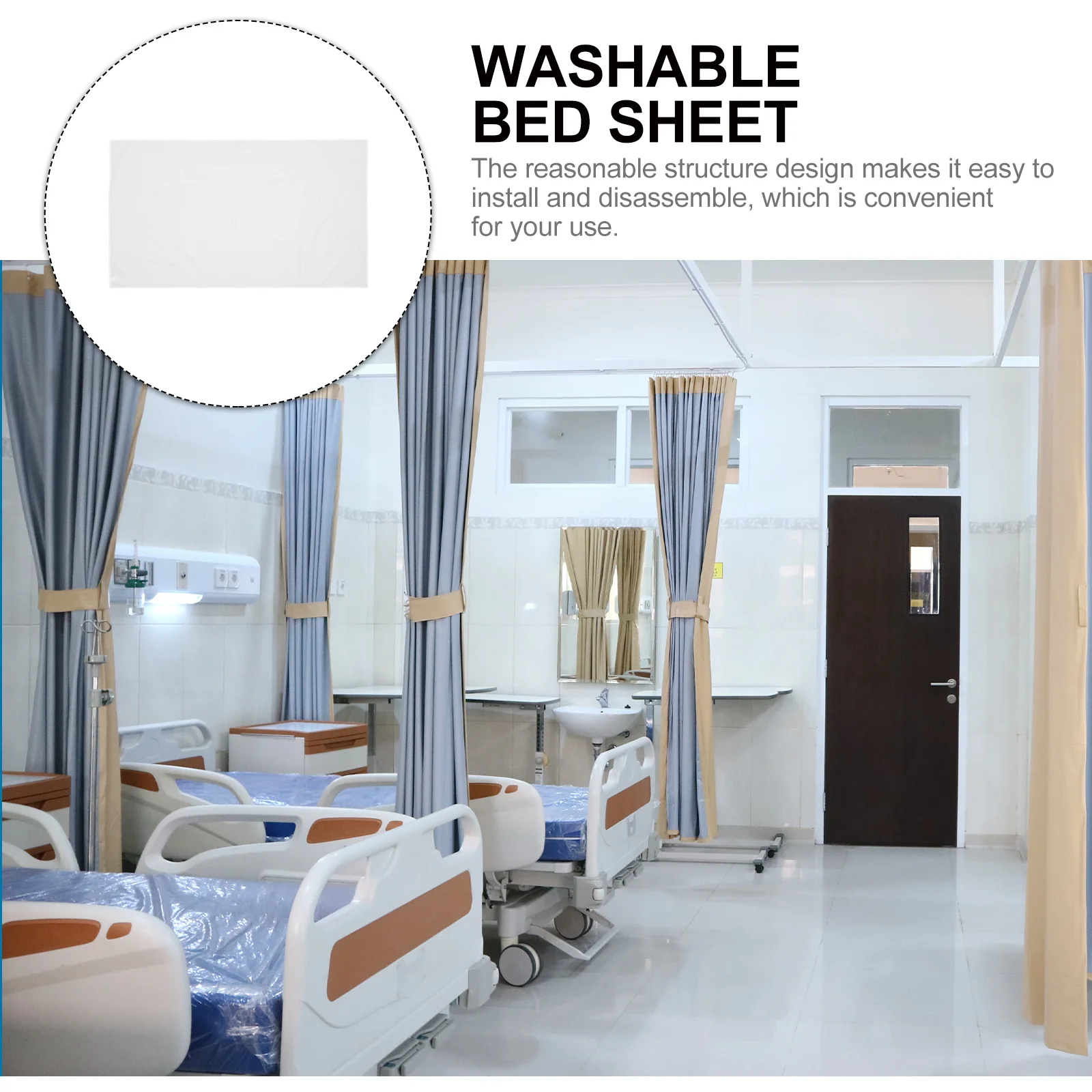 Больничная кровать Моющийся наматрасник Дышащая простыня для больничной кровати для кормления Защитный чехол для домашнего школьного использования Белый