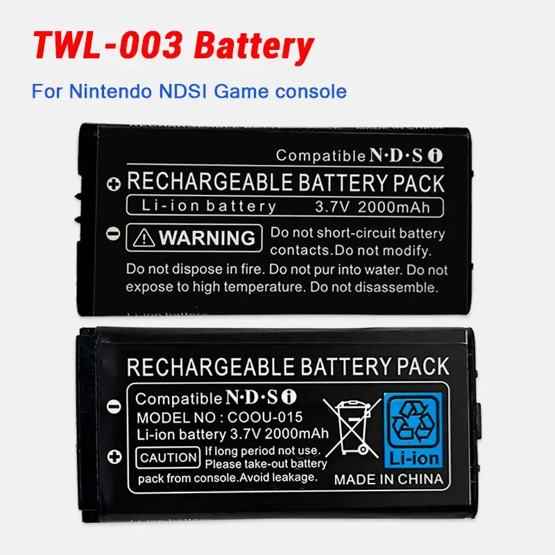 TWL-003 Rechargeable Li-ion Battery Nds I 3.7V 2000mAh for Nintendo Ndsi Game Console TWL 003 Built-in Lithium Battery Coou-015