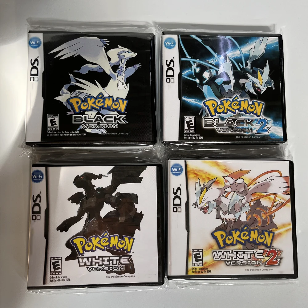 Hochwertige NDS-Pokemon-Serie-Spielkarte, Schwarz, 2 Weiß, 2 USA-Version (R4-Karte) – kompatibel mit NDSL/2DS/3DS, Geschenk für Kinder