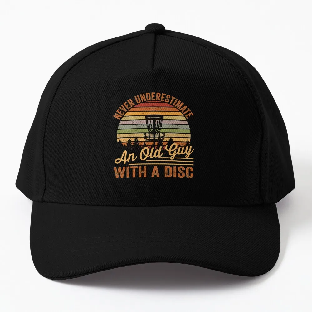 

Never Underestimate Old Guy With A Disc Funny vintage Disc Golf Fan Baseball Cap Big Size Hat Sunhat cute Men Hat Women'S