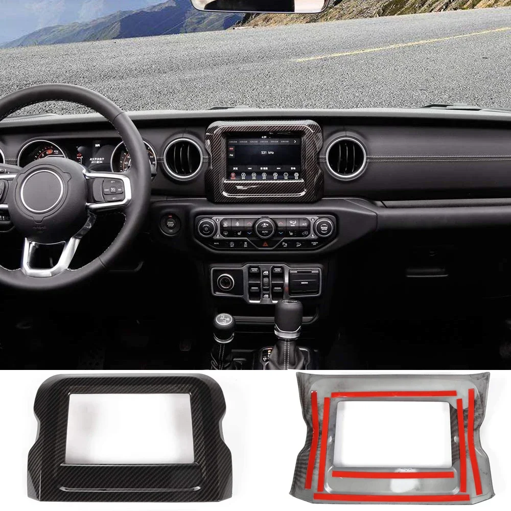 

1 шт., 7 дюймов, черная текстура из углеродного волокна, ABS, приборная панель, GPS-навигационная панель, рамка, крышка для 2018 2019 2020 Jeep Wrangler JL JLU