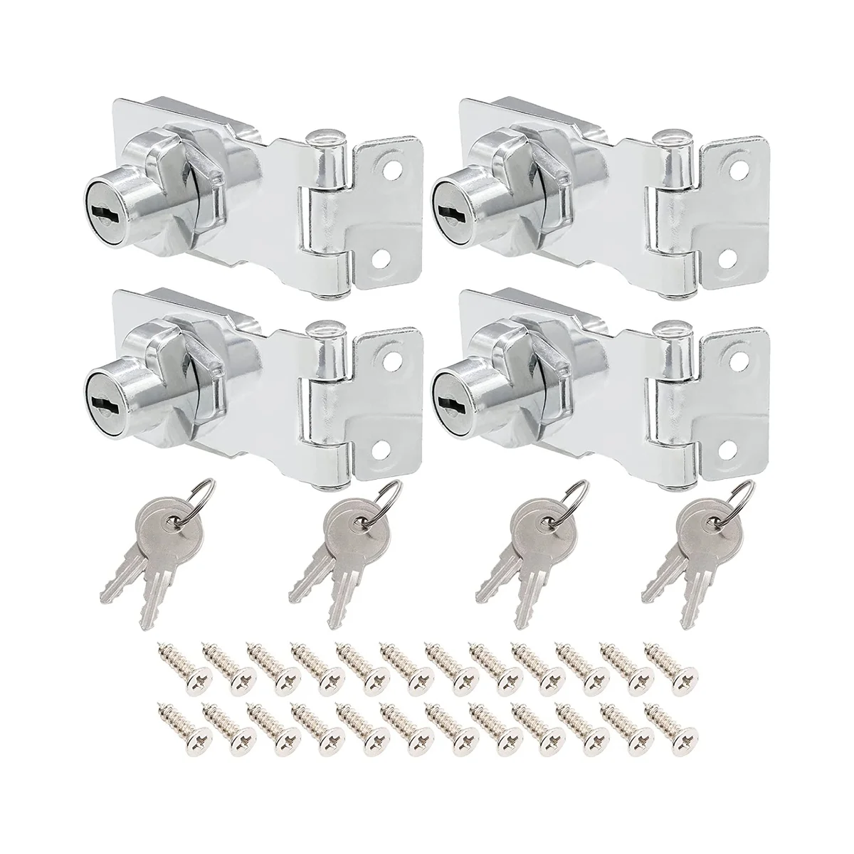 

4 Pcs Keyed Hasp Locks 2.5 Inch Twist Knob Keyed Locking Hasp, Metal Safety Hasp Latches Keyed Different