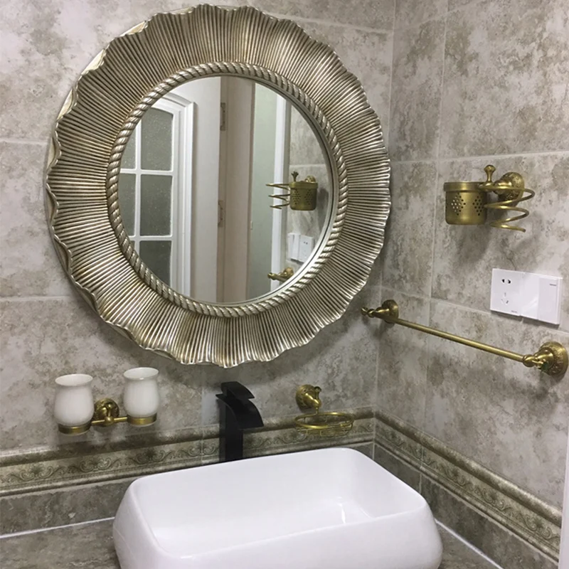 Baroque Style Wedding and Living Room Wall Mirror Golden Decorative PU Mirror