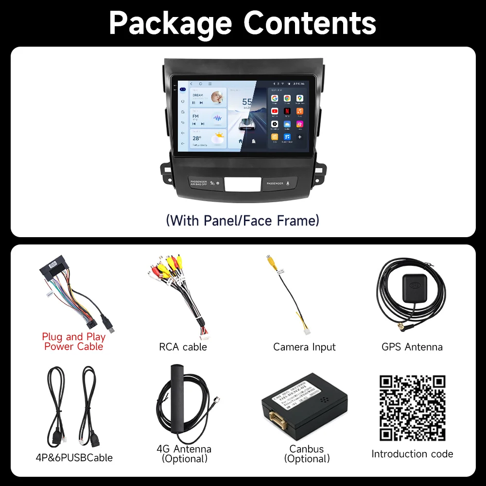 Bezprzewodowe Carplay Android Radio Samochodowe do Citroen C-Crosser Peugeot 4007 Mitsubishi Outlander 2 2005 - 2011 Kamera Cofania 7870 2din