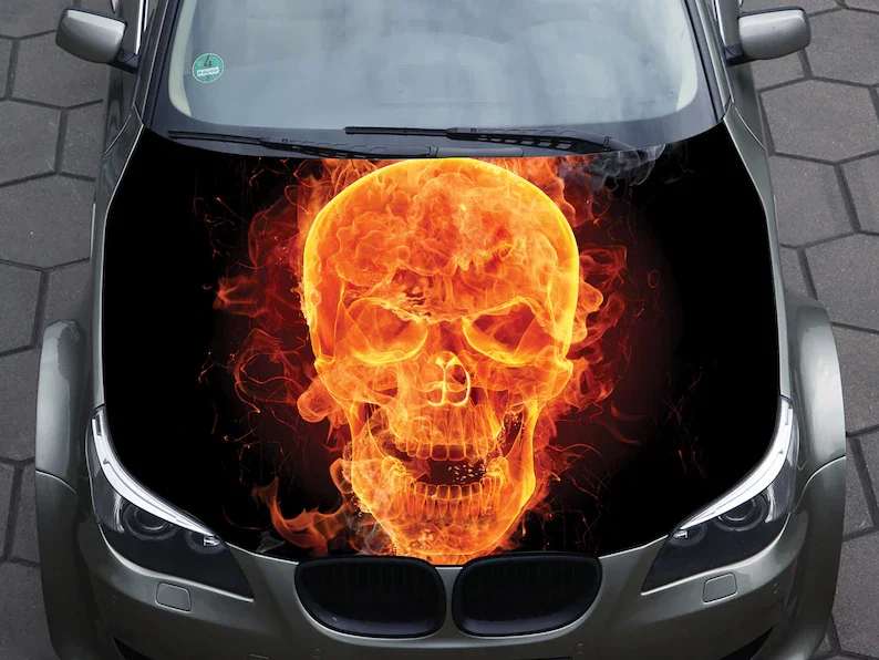 

Car Hood Decal, Vinyl, Sticker, Graphic, Wrap Decal, Truck Decal, Truck Graphic, Bonnet Decal Skull F150 Jeep, Fire Flame CUSTOM