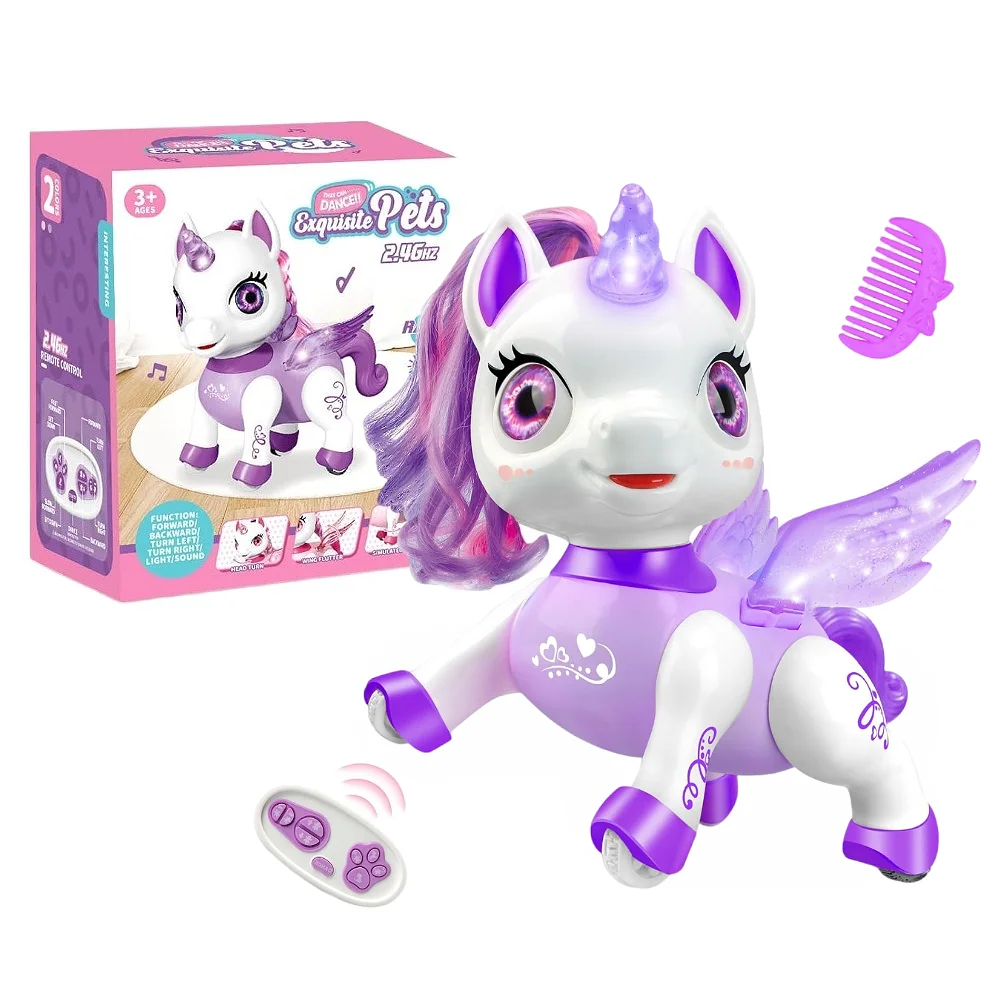 Light & Sound RC Unicorn Dancing Robot Pet Toy Durable Shockproof for Toddler Girls Kids Ideal Birthday Christmas Holiday Gift