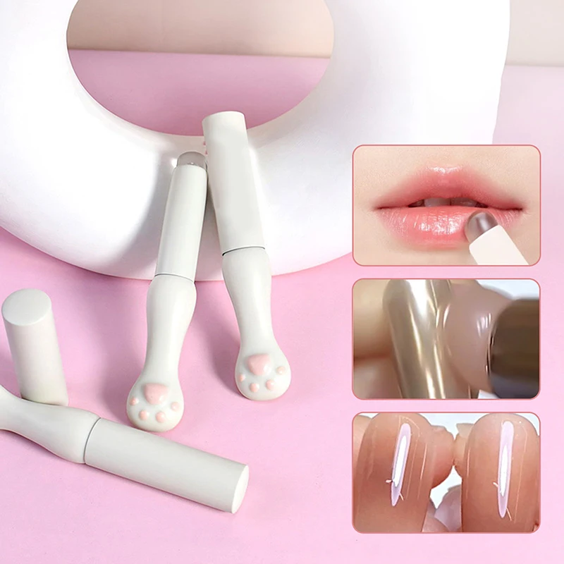 Silicone Lip Brush With Cover Angled Concealer Brushes Lip Balm Lip Gloss Angled Head Concealer Brushes Cat Paw Make Up Brushes