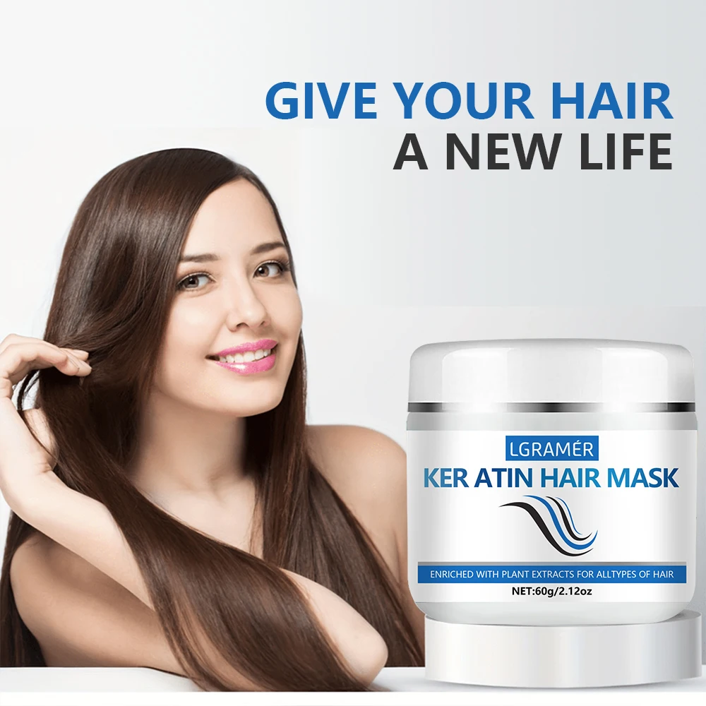 

LGRAMER Keratin Hair Mask Improves Hair Quality Repairs Damaged Hair Cares Nourishes Hair Enhances Hair Resilience Hair Products