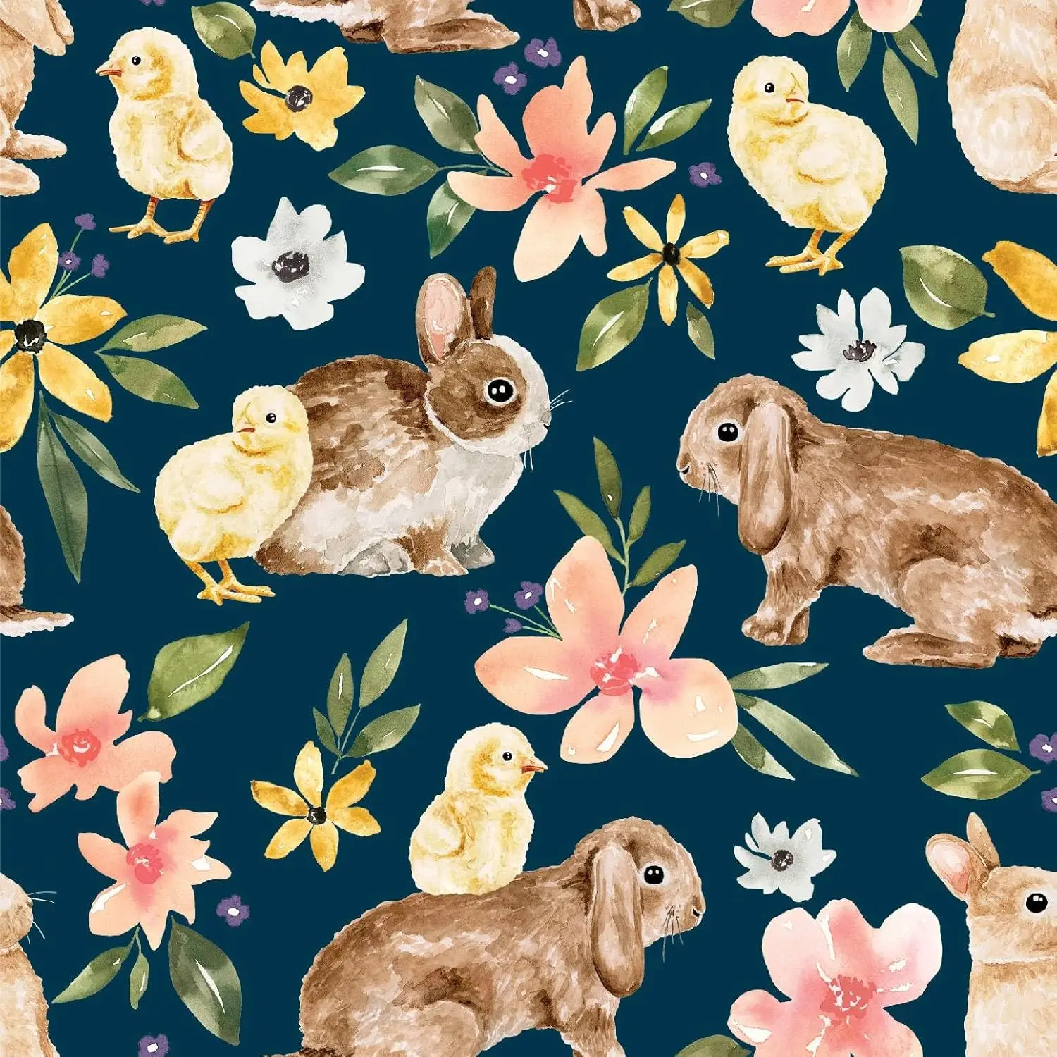 

Bunny Chick Peel and Stick Wallpaper Animal Rabbit Floral Self Adhesive Wallpaper Removable Contact Paper for Home Wall Decor