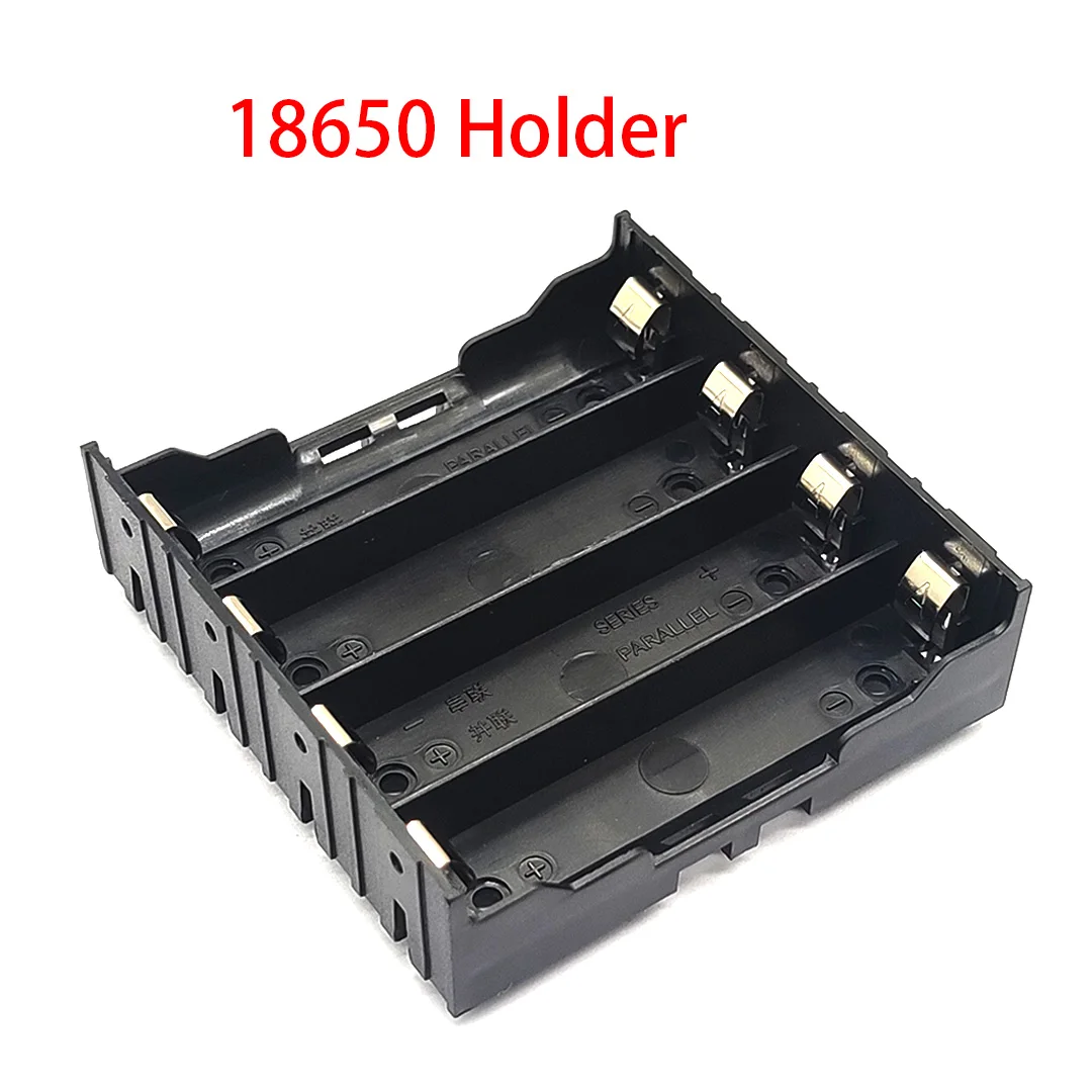18650 Battery Holder With Pins 4*18650 Case 18650 Box For 4Pcs 18650 Batteries In Parallel 3.7V-14.8V Pole Black For Soldering