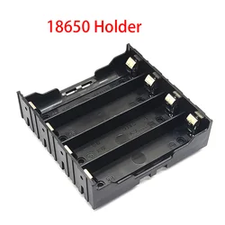 18650 Battery Holder With Pins 4*18650 Case 18650 Box For 4Pcs 18650 Batteries In Parallel 3.7V-14.8V Pole Black For Soldering