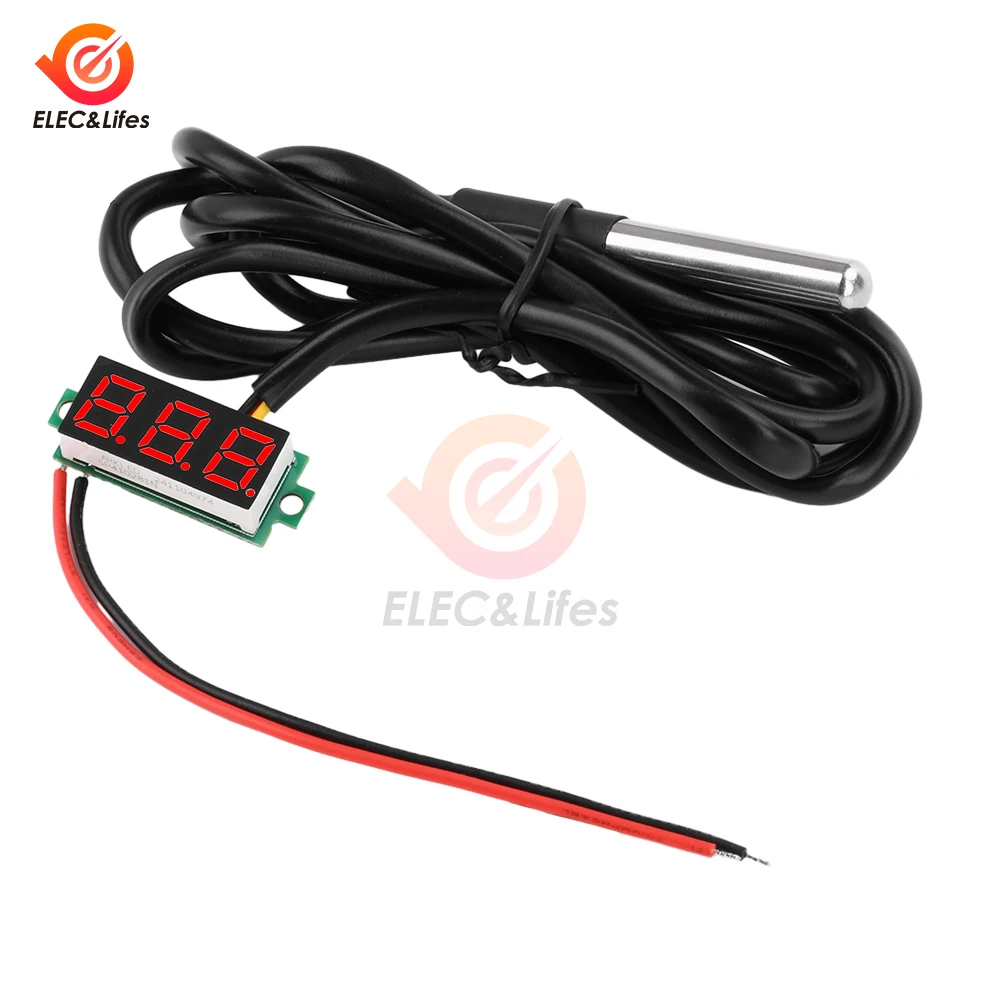 0.28 بوصة درجة الحرارة LED ميزان الحرارة الرقمي NTC مسبار مقاوم للماء-50 ~ 125 ℃   ميزان حرارة رقمي عالي الدقة تيار مستمر 4 ~ 28 فولت
