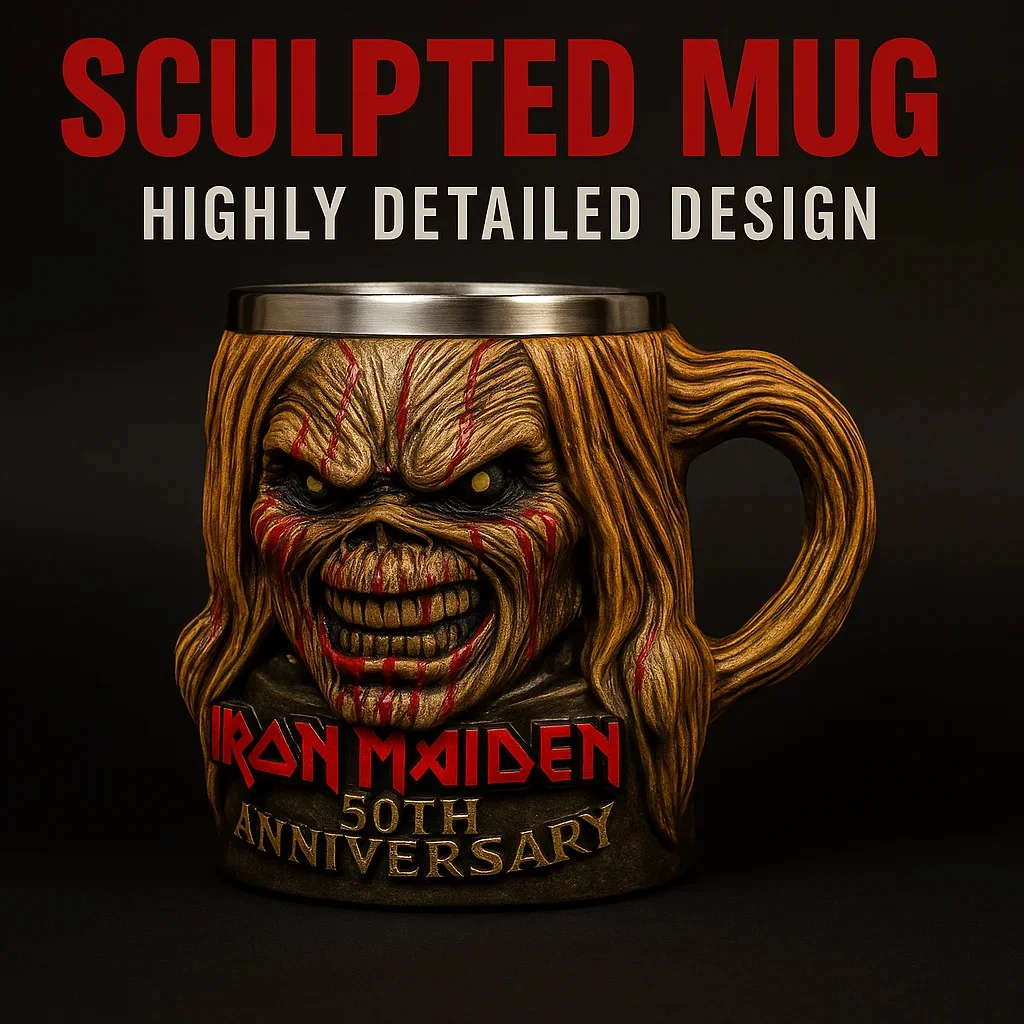 

Iron Maidened Band 50th Anniversary 3D Mug Creative Resin Stainless Steel Cup Heavy Metal Drinkware Coffee Beer Collectible Gift