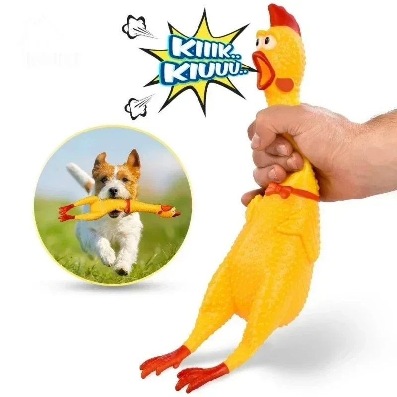 New 2023 Hot Sell Screaming Chicken Pets Dog Toys Squeeze Squeaky Sound Funny Toy Safety Rubber For Dogs Molar Chew Toys