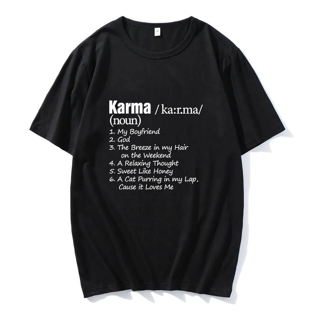 Karma Is A Cat T-shirts Funko Pop  Cotton Comfortable Tee-shirt for Boys O-neck High Quality Tshirt Sudaderas Casual Tees