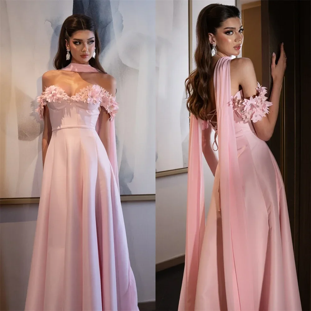 

Evening Dress Saudi Arabia Formal Gown Strapless A-line Floor Length Skirts Stole Bespoke Occasion D