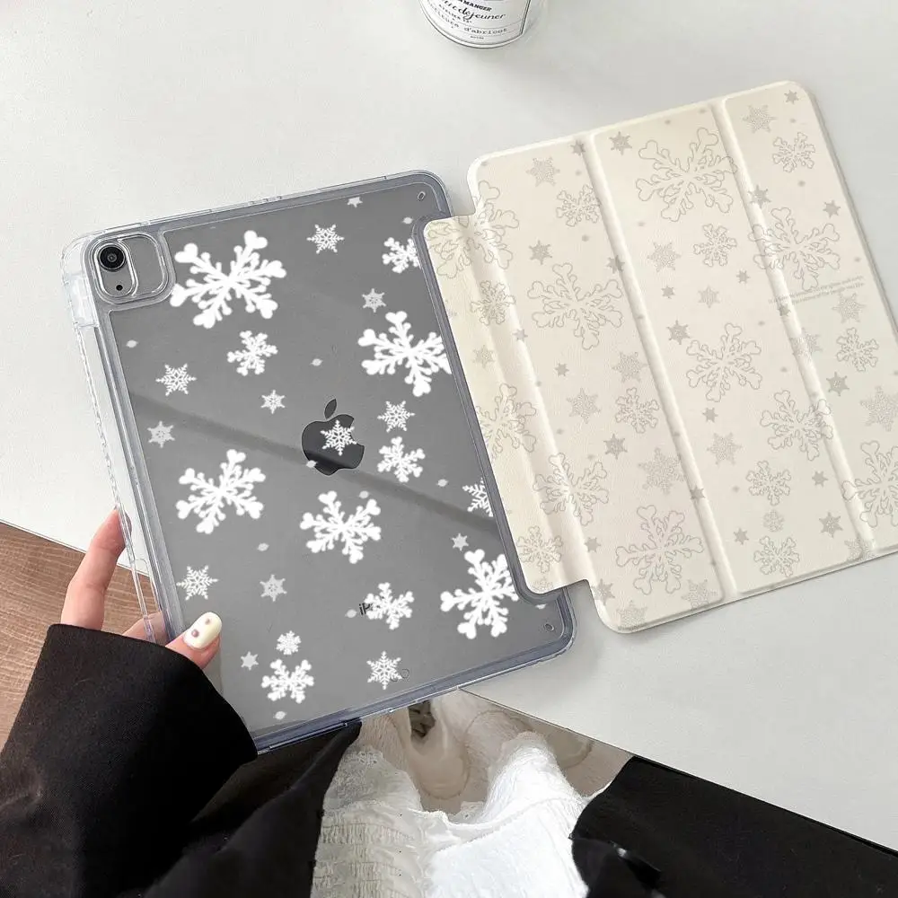 White Snowflakes Pink English Star Tablet Case For iPad Pro 13 11th A16 12.9