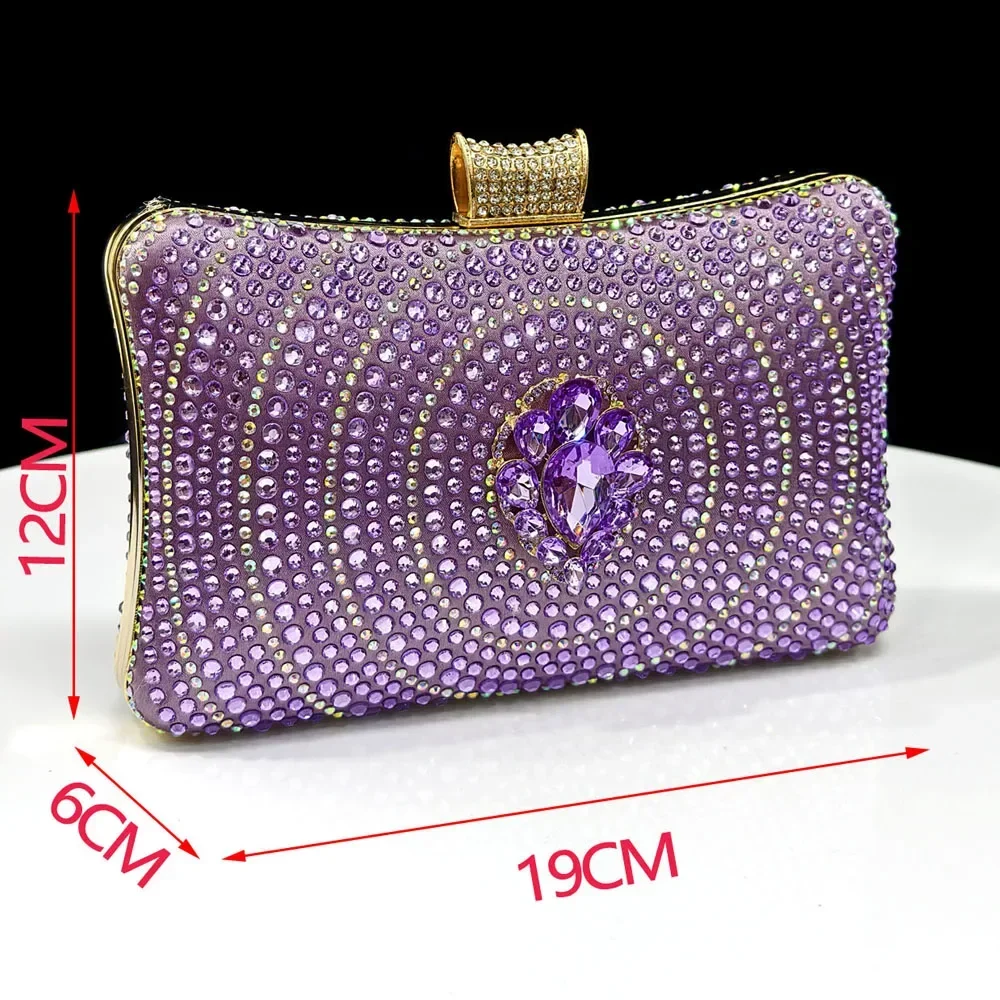 Crystal Rhinestone Heels & Clutch Bag Set Pointed Slingback Heels Women Wedding Prom Party Elegant Formal Matching Shoe Purse