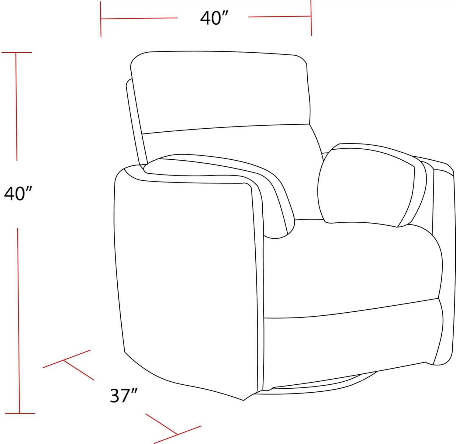Radius - Windstream Power Swivel Glider Recliner for Adults with USB and Type-C Ports, Single Sofa Chair for Living Room