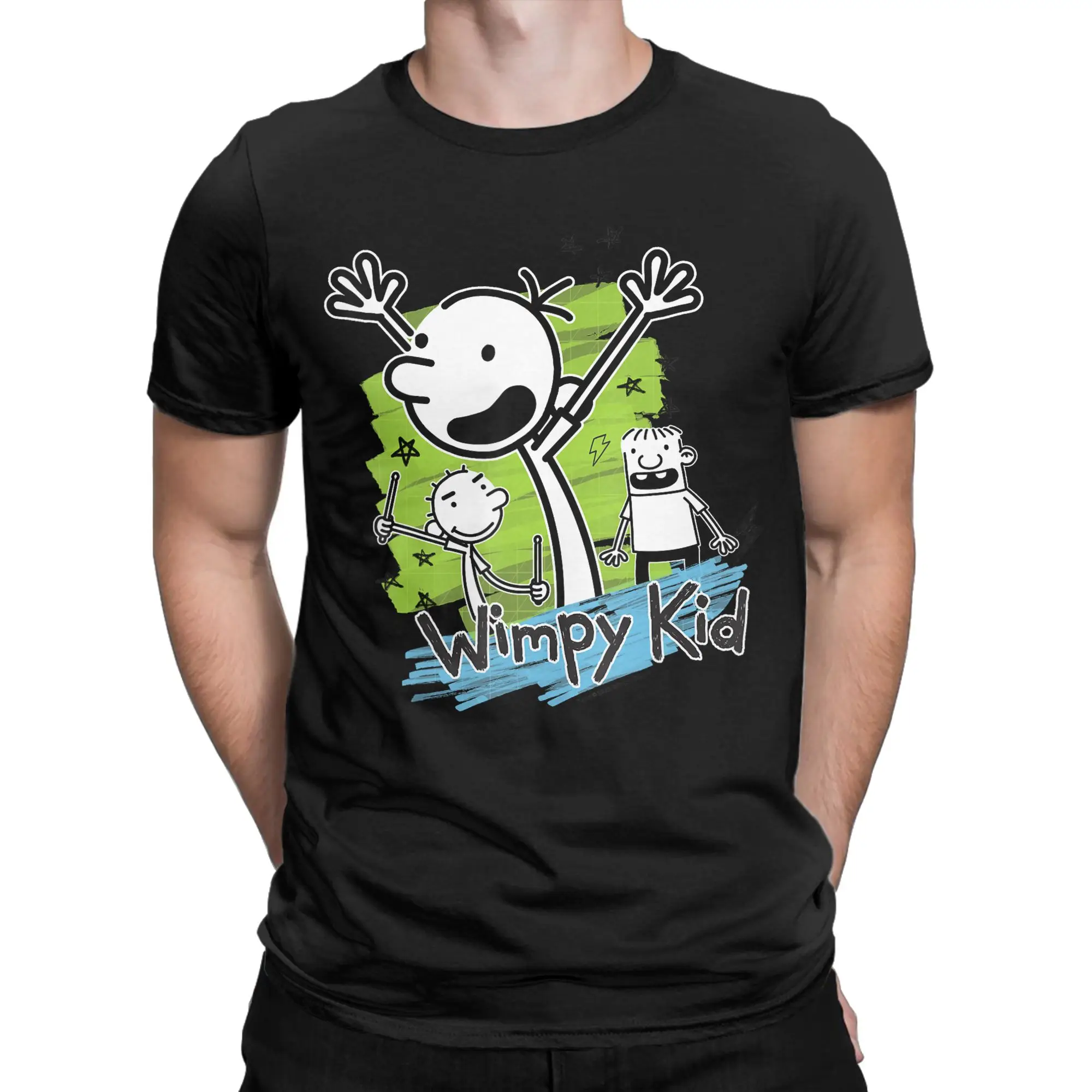 Diary of a Wimpy Kid Greg Heffley Cartoon Stick Characters Cotton T-Shirt For Men Y2K Basic T-Shirts O-Neck Tee Shirt Clothes