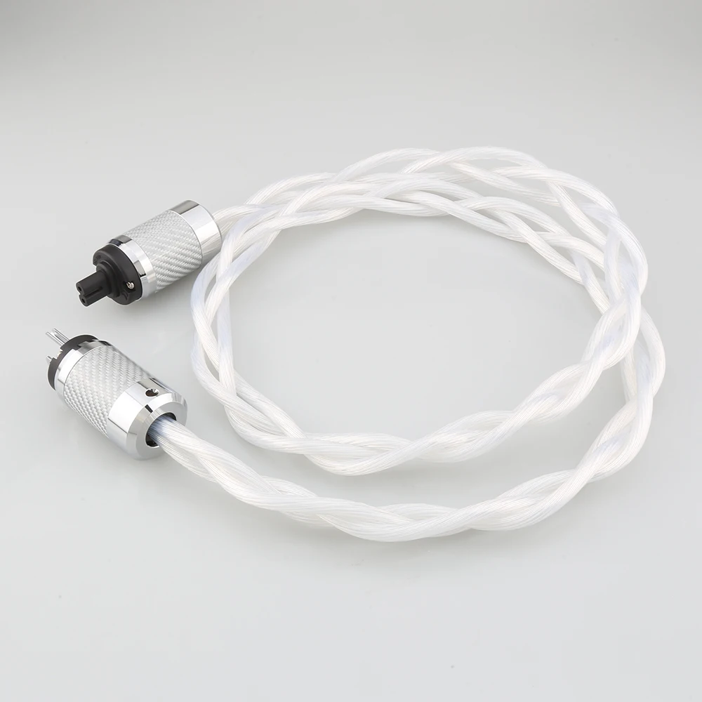 5N OCC US & EU AC Audiophiles Audio-Verstärker DAC Filter HIFI Silber Stromkabel aus Kohlefaser mit Figure 8 IEC C7 Buchsenstecker – Detail 6