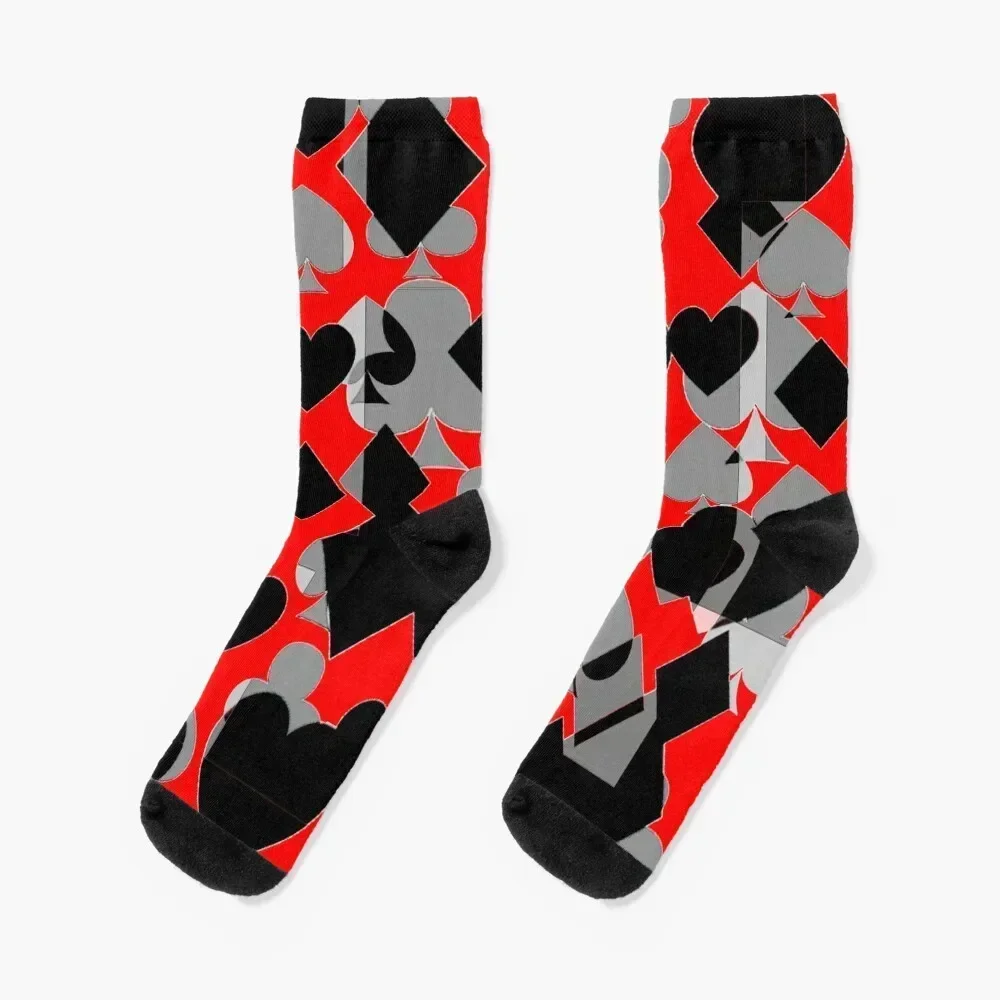 

GREY, RED & BLACK CASINO NIGHT ABSTRACT ART Socks loose kids sports and leisure Non-slip Women Socks Men's