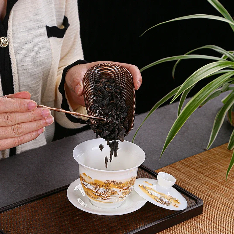 수제 차 합금 레트로 스타일 심플 내구성 차 삽, 산화 방지 쿵푸 차 세트 액세서리, 1 세트