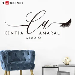 Custom Eyelashes Wall Decor Lashes studio Salon Beauty Women Vinyl Stickers Lashes Gift Lash Art Vinyl Decal Extension E861