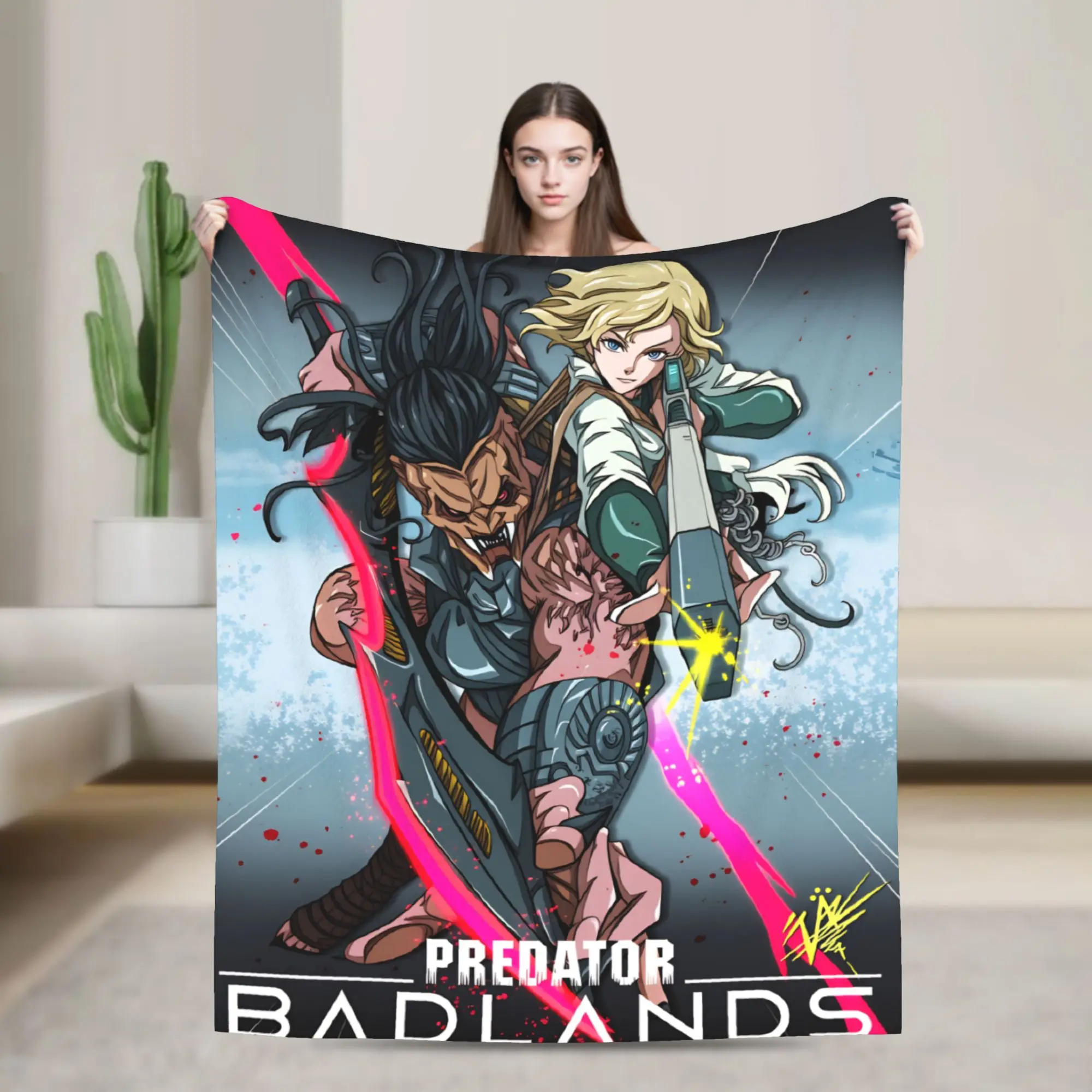 Predator Badlands 2025 Movies Super Warm Blankets Office Plush Throw Blanket Aesthetic Outdoor Flannel Bedspread Sofa Bed Cover