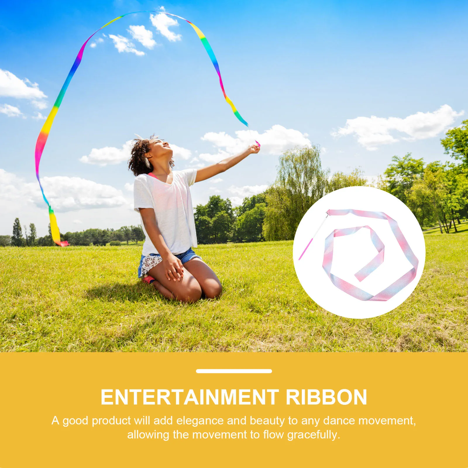 

4Pcs Shiny Artistic Gymnastics Ribbons 2m for Kids Dance Lightweight Creativity Booster