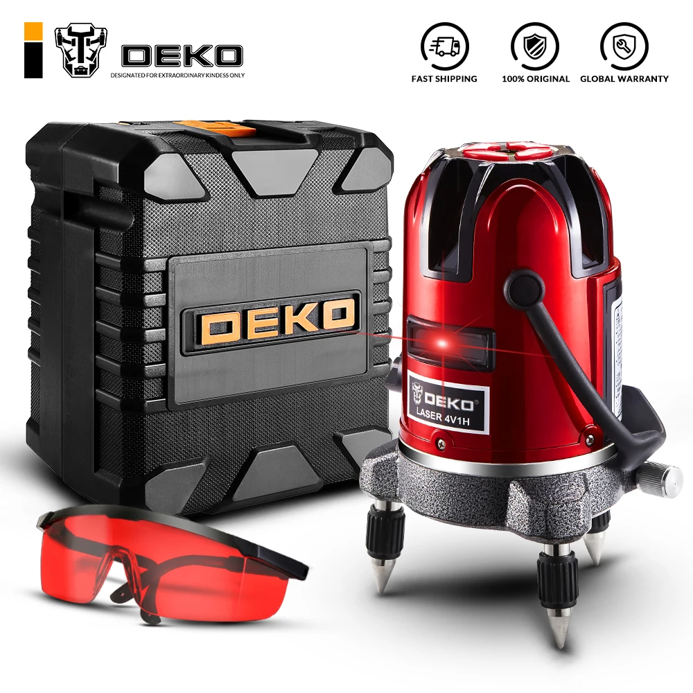 

DEKO LL57/LL58 RED 5 Lines 6 Points Vertical&Horizontal Laser Lines Self-leveling Laser Level 360 Degrees Indoor/Outdoor Mode