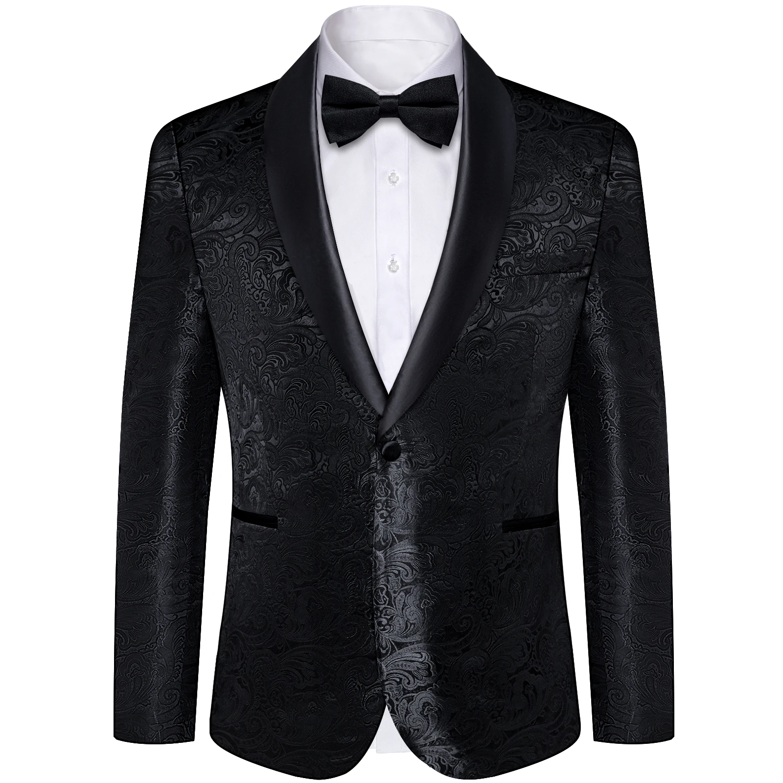 Men's Black Paisley Suits Blazer Jacket Fashion Business Banquet Wedding Party Dress Floral Red Suit Coat Men Clothing