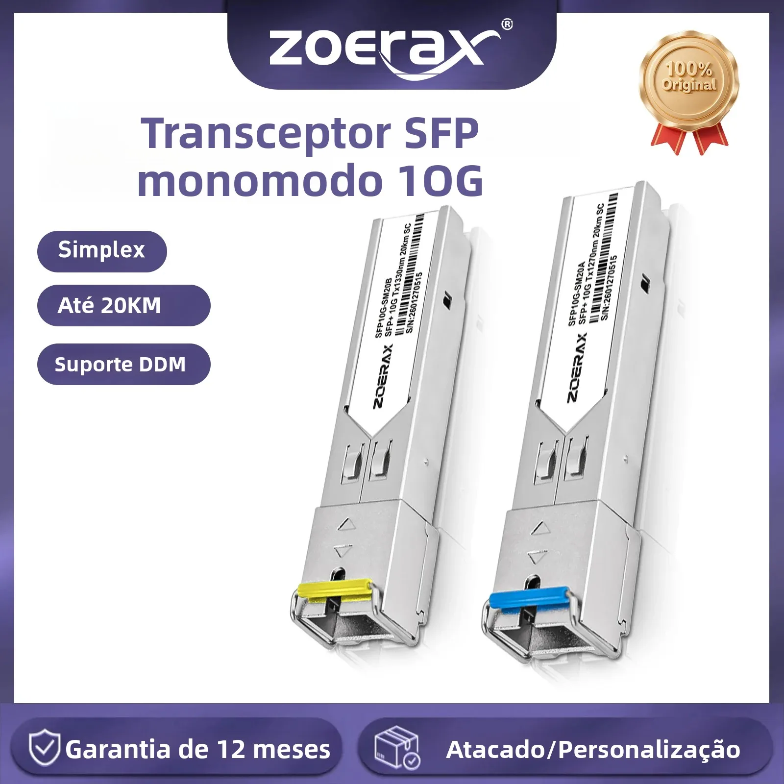 zoerax-10g-シングルモード-sfp-トランシーバー-シンプレックス-sc-インターフェース-最大-20km-の距離に対応-ddm-サポート-cisco、mikrotik-と幅広く互換性あり