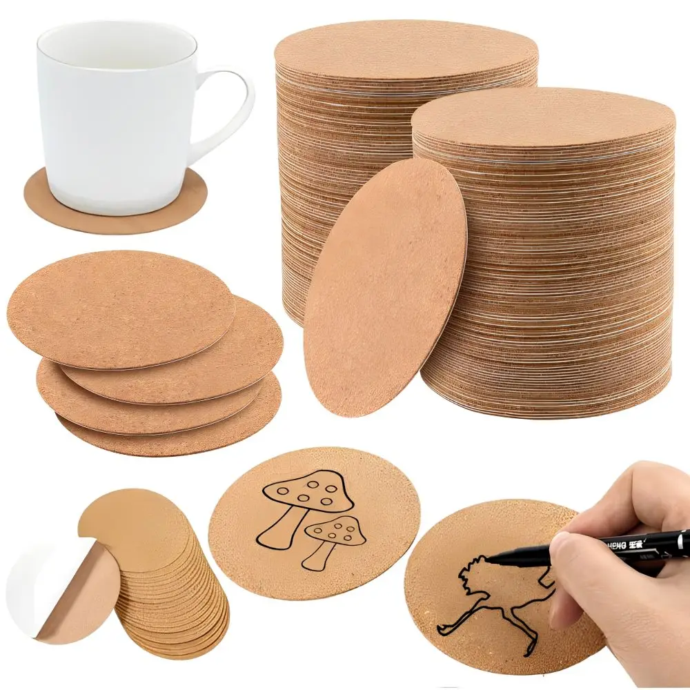 30pcs Round Cork Pads with Adhesive Backing for Drinkware, Planters, Furniture & DIY Painting Crafts YMY